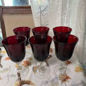 Ruby Red Set of Six Red Water Goblets!